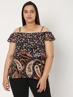VERO MODA - Curve Women Printed Black Top