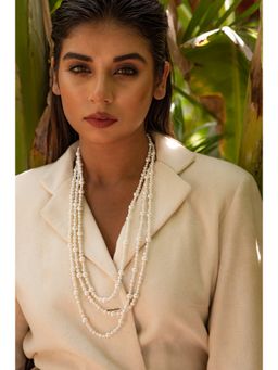 Kastiya Jewels - White Pearl Beaded Layered Necklace