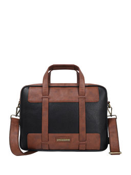 Smith & Blake - Laptop and Messenger Bag Black & Brown Leatherette | Fits upto 15.6 Inch | Boreno