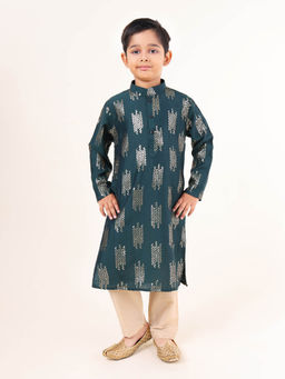 TABARD - Green Cotton Full Sleeves Embroidery Kurta