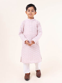 TABARD - Pink Cotton Full Sleeves Embroidery Kurta