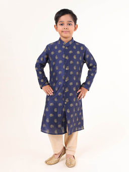 TABARD - Blue Cotton Full Sleeves Printed Kurta