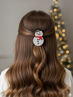 Arendelle - Silver Glitter Foam Christmas Snowman Hair Clip (7-12 Years)