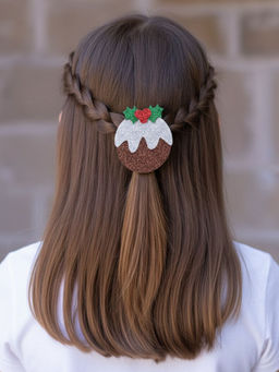 Arendelle - Multi-Color Glitter Foam Christmas Pudding Hair Clip (7-12 Years)