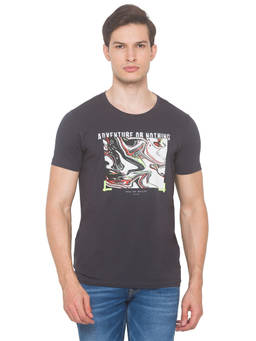 Spykar - Men Grey Slim Fit T-shirt