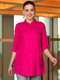 Libas - Pink Solid Three Fourth Sleeves Tunic