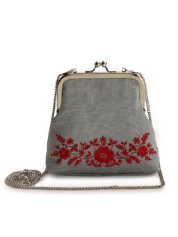 The Purple Sack - Batua Floral Clutch - Red