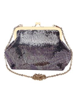 The Purple Sack - Sequinned Batua - Black