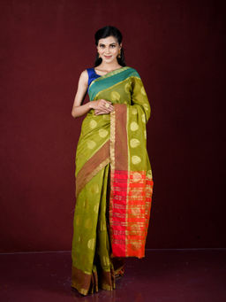 EXCLUSIVA - Green Zari Woven Work Banarasi Saree with Unstitched Blouse