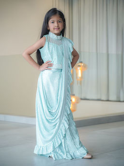 devils n angels - Trendy Kids Party Wear Blouse & Saree for Girls