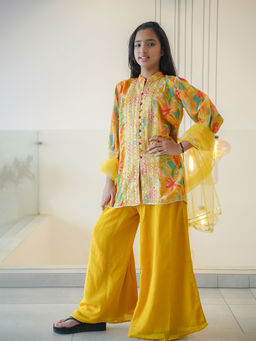 devils n angels - Traditional Kids Yellow Kurta & Sharara with Dupatta (Set of 3)