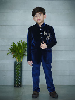 devils n angels - Navy Blue Designer Jodhpuri Kurta & Pant (Set of 2)