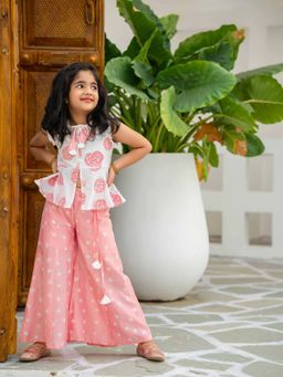 KAIRAN STUDIO - Pink Printed Top with Palazzo (Set of 2)