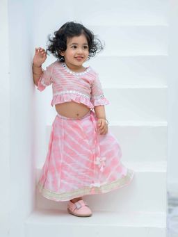 KAIRAN STUDIO - Peach Printed Lehenga and Choli with Dupatta (Set of 3)