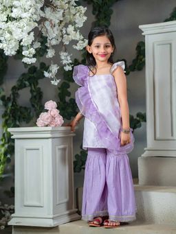 KAIRAN STUDIO - Lavender Frill Kurta with Sharara (Set of 3)