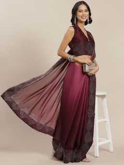 Odette - Mauve Designer Ombre Coloured Art Silk Saree with Unstitched Blouse
