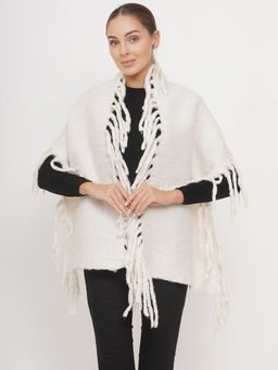 Fabnest - Womens Woollen Off-White Solid Scarves