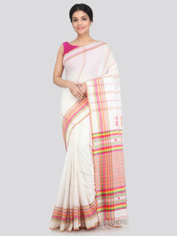 PinkLoom - Women's Cotton Saree With Unstitched Blouse Piece