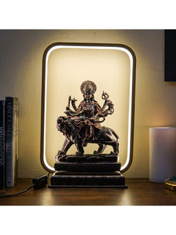 HomeTown - Luminus Polyresin Ma Durga Led Gold Idol In Brown