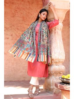 Dusala India - Handwoven Pashmina Wool Kalamkari Design Shawl