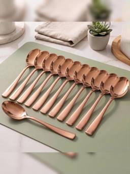 FNS - Montavo Stainless Steel Dinner Spoon Set Of 12 Pvd Rose Gold