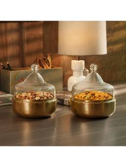 Ellementry - Dome Cloche with Metal Base Small (Set Of 2)