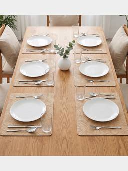 PANO - Marble Vine Beige Premium Pvc Dining Table Mats (Set Of 6)