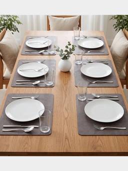 PANO - Nordic Leather Brown Premium Pvc Dining Table Mats (Set Of 6)