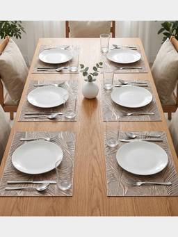 PANO - Palm Royale Gold Premium Pvc Table Mats (Set Of 6)