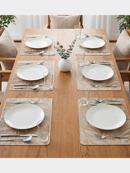 PANO - Feather Luxe Gold Premium Pvc Dining Table Mats (Set Of 6)