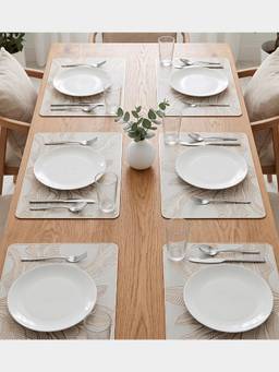 PANO - Botanical Glow Gold Premium Pvc Dining Table Mats (Set Of 6)