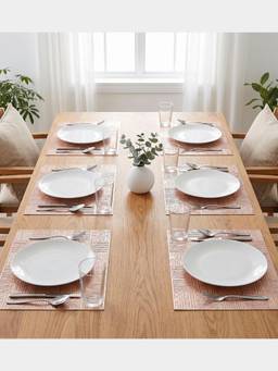 PANO - Urban Grid Gold Premium Pvc Dining Table Mats (Set Of 6)