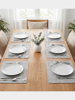 PANO - Marble Vine Grey Premium Pvc Dining Table Mats (Set Of 6)