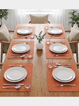 PANO - Marble Vine Terracotta Premium Pvc Dining Table Mats (Set Of 6)