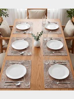 PANO - Palm Royale Rose Gold Premium Pvc Dining Table Mats (Set Of 6)