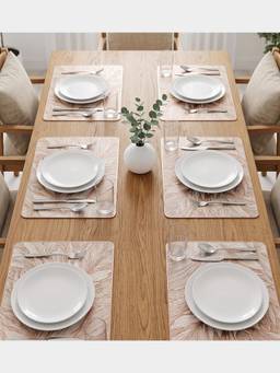 PANO - Feather Luxe Rose Gold Premium Pvc Dining Table Mats (Set Of 6)