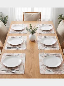PANO - Botanical Glow Rose Gold Premium Pvc Dining Table Mats (Set Of 6)