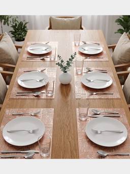 PANO - Urban Grid Rose Gold Premium Pvc Dining Table Mats (Set Of 6)