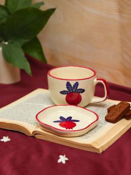 WEAVING HOMES - Anar Mug & Handmade Dessert Plate Combo (Pack of 2)