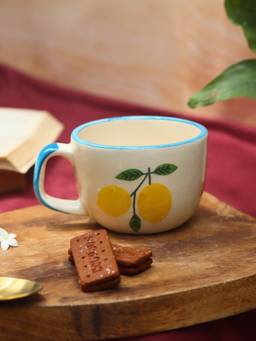 WEAVING HOMES - Lemon Printed Ceramic Mug for Tea and Coffee