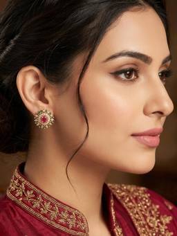 Ruby Raang Studio - Multicolor Kiran Crystal Stud Earrings