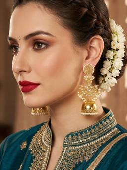 Ruby Raang Studio - Multicolor Nazrana Kundan Jhumka Earrings