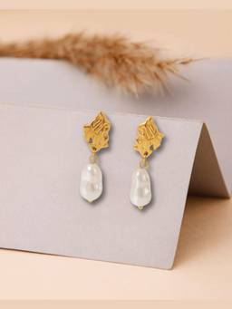 Swae Jewellery - 18k Gold Plated Grandeur Abstract and Baroque Pearl Earrings