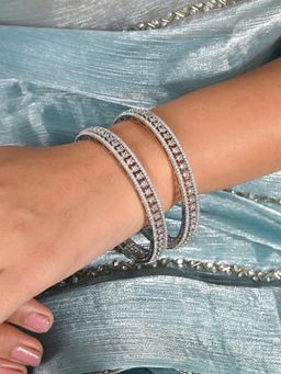 Ratnavali Jewels - Silver Plated White American Diamond Cz Bangle