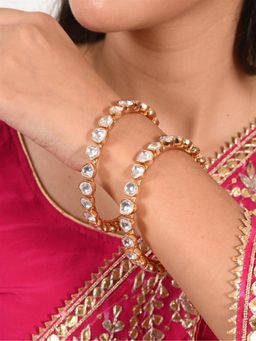 Ratnavali Jewels - Carat Gold Plated White Kundan Sleek Bangle