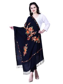 SWI STYLISH - Blue Aari Embroidered Kashmiri Stole