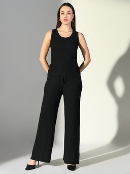 SHOWOFF - Edition Women's Black Solid Co-Ord (Set of 2)