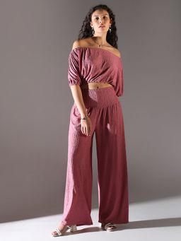 SHOWOFF - Women's Pink Solid Co-Ord (Set of 2)