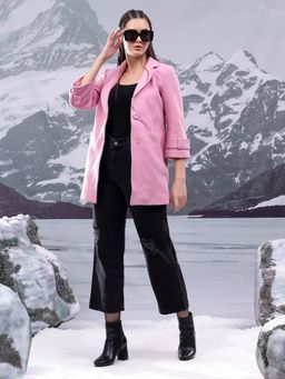 KOTTY - Women's Pink Relaxed Fit Overcoat