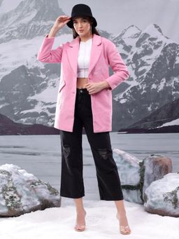 KOTTY - Women's Pink Relaxed Fit Overcoat